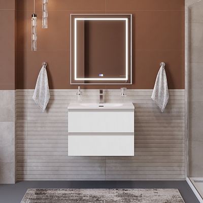 Тумба с раковиной подвесная BelBagno СТРУКТУРА (KRAFT 39) 70 Белый матовый, раковина белая BB-8099-3-70